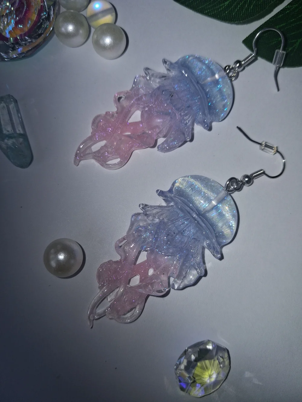 Glow In The Dark Jellyfish Drop Earrings for Kids - Blue & Pink